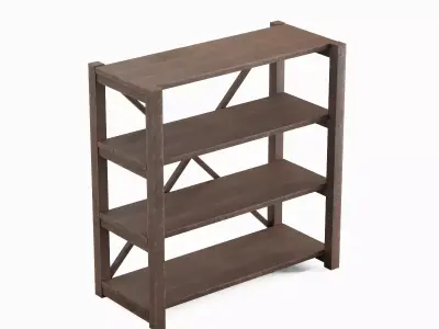 Wide Pottery Shelf A 01  Low-poly 3D model