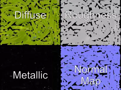 Curved Grass Blades model pack Low-poly 3D model