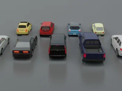 low-poly cars pack - 9 cars Low-poly 3D model