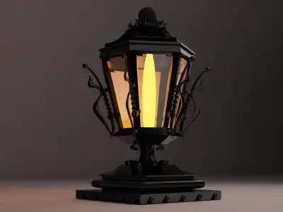 Candle Holders Lanterns Black Metal Lamp Free low-poly 3D model