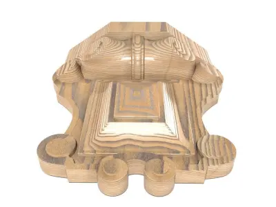 Cartouche-015 ornately carved wooden box 3D model