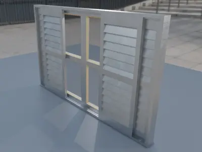 Metal Window - Aluminum - Veneziana Janela de metal Low-poly 3D model