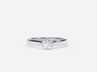 ZDR0177 engagement ring with diamond in center 3D print model