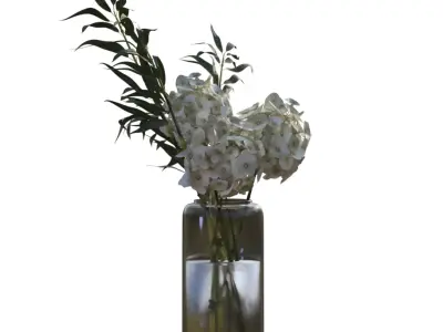 HYDRANGEA Bouquet with Eucalyptus Low-poly 3D model