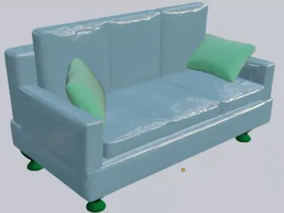 Luxury Leather Sofa 3D Model 3D model