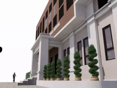 indoor badminton court Low-poly 3D model