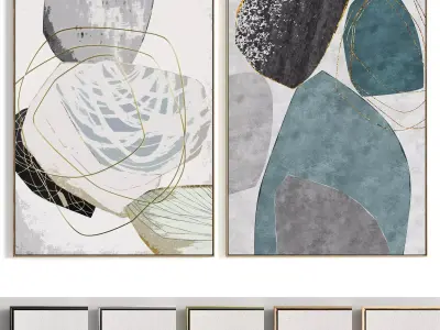 Plaster Two Photo Frame 403 Low-poly 3D model