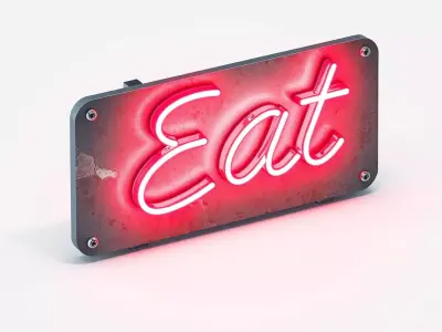 Retro Eat Neon Sign Low-poly 3D model