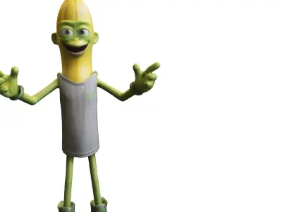 Cartoon Banana Character Low-poly 3D model