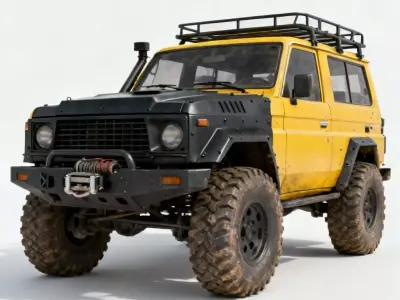 Rugged Expedition Off-Road SUV 3D Model - Yellow 4x4 Vehicle Low-poly 3D model