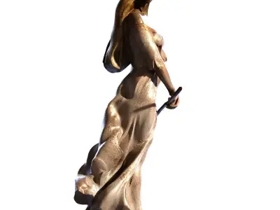 Standing Girl Statue set 767 Low-poly 3D model