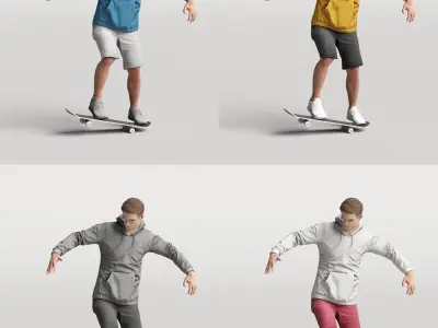 Humano Skateboarding Man 0811 3D model