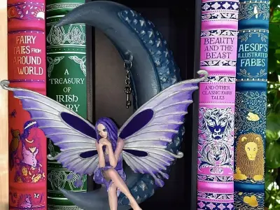 Fairy sitting on half moon - Book Nook 3D print model