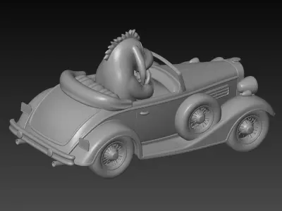 vintage car driver Eeyore 3D print model