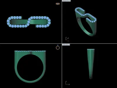 alphabet jewelry ring diamond letter S 3D print model