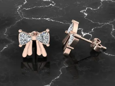 Jewelry Earring Trillion Diamond 3D print model