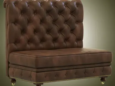 Restoration Hardware Kensington Leather Double Banquette 3D model