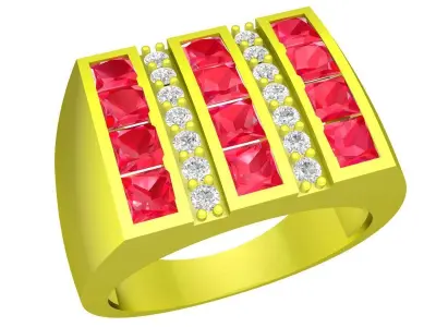 A5157 Luxury Asian Diamond Businessman Ring 3D Model 3D print model