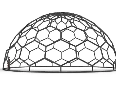 Hexagonal Dome Pattern Wireframe Structure 3D model