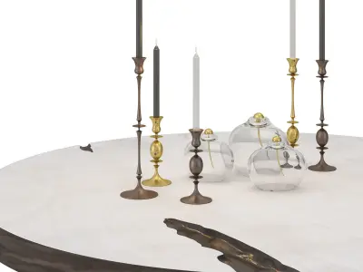 Bddw Weathered Coffee Tables with decor 3D model