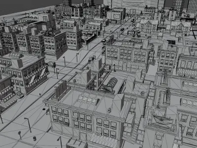 3D Low Poly Mini City Pack Low-poly 3D model