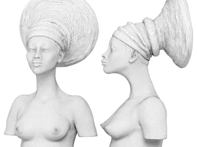 Malvina Hoffman Mangbetu Woman Dark metal Low-poly 3D model