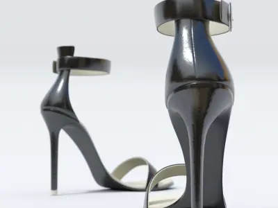 Female High Heel Leather Sandals 3D model