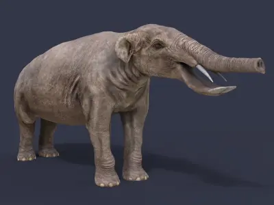 Platybelodon elephant Low-poly 3D model