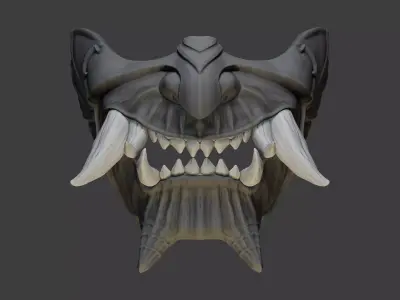 Wearable Oni Mask 11 Demon Half Draco Face 3D print model
