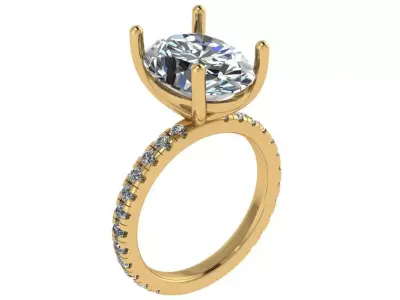 oval solitaire ring  3D print model
