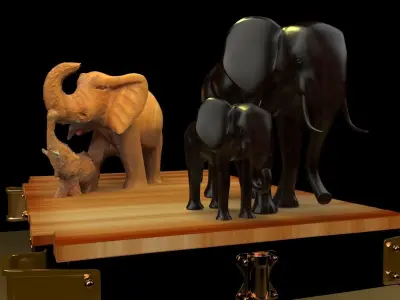 Chinese display stand with elephants   3D model