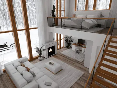 Winter House Blender Scene - DAY 3D model