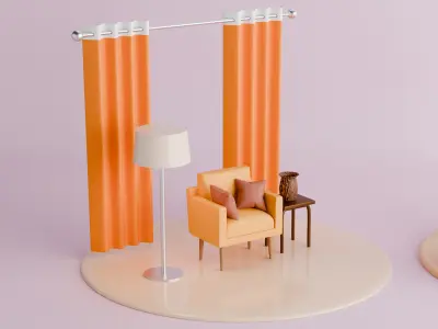 Stylish Home Interior 3D Pack for Visual Excellence Free low-poly 3D model