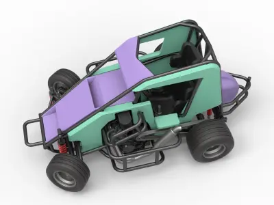 600 Micro sprint car while turning Scale 1 to 25 3D print model