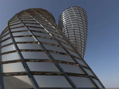 Glass twin tower 3D model
