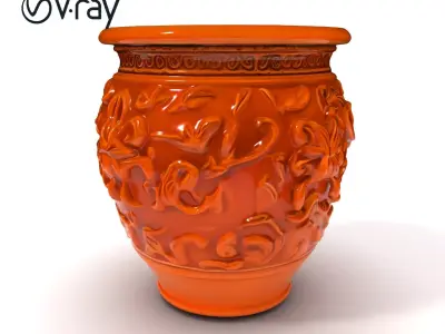 Decorative Ornamental Vase Model Pack for Architectural Visua... Low-poly 3D model
