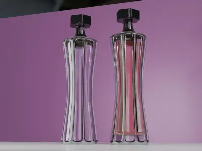 Futuristic Luxury Perfume Bottle  Elegant Glass and Metal Design 3D model