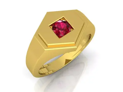 Ruby Stone Mens Ring  3D print model