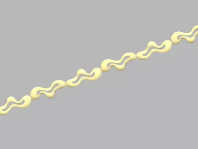 Bracelet - 2 gold with wavy lines 3D print model