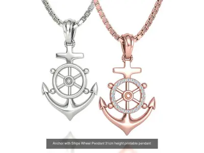 Anchor Pendant and Ring Collection Sailor Jewelry Set 3D Model Pack