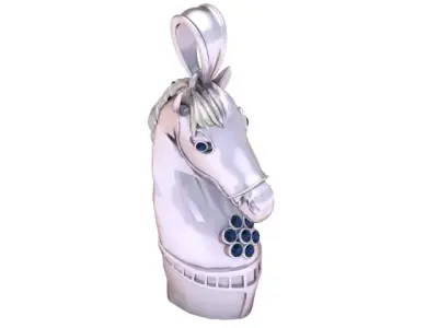 Golden Horse Head Pendant  Luxury Equestrian Jewelry 3D Model 3D print model