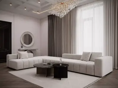 Living Room Neoclassic Low-poly 3D model