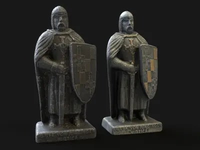 3D Knight statue Low-poly 3D model
