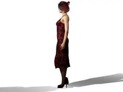 Elegant Evening Woman Realistic Female Character 3D Model 3D model