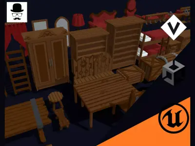 Props Pack - 3D Voxel Interior Models Low-poly 3D model