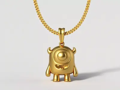 little monster pendant charms - one inch pendant 3D print model