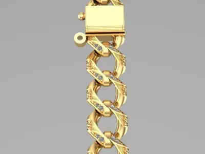 cuban chain necklace gold silver 3D model