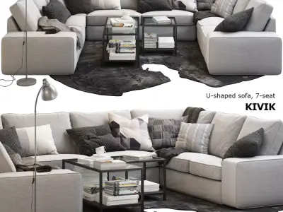KIVIK 7-seat U-shaped sofa Ikea 3D model