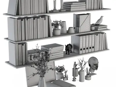 Decorative Set on Shelves and Decor objects 3D model