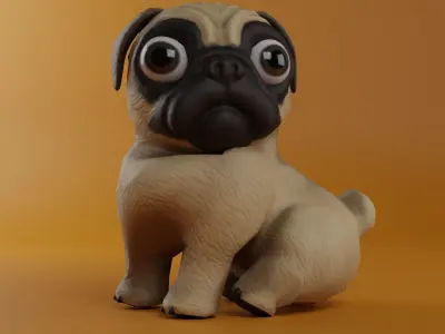 Cartoon Pug  Low-poly 3D model
